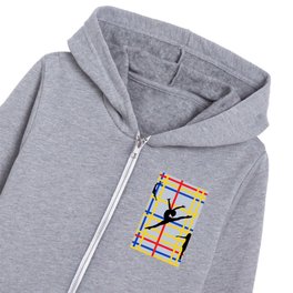Dancing like Piet Mondrian - New York City I. Red, yellow, and Blue lines on the light blue background Kids Zip Hoodie