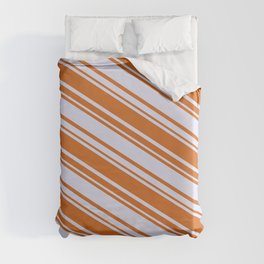 [ Thumbnail: Chocolate & Lavender Colored Lined/Striped Pattern Duvet Cover ]