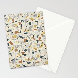Terrazzo seamless pattern with overlapping elements in earth colours combination. Stationery Card