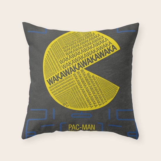 Pac-Man Typography Throw Pillow