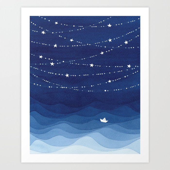 Garland Of Stars Iv Night Sky Art Print By Vapinx Society6