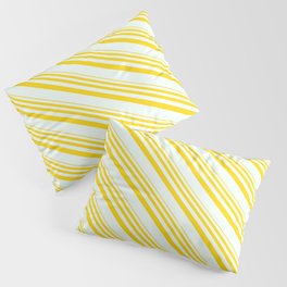 [ Thumbnail: Yellow and Mint Cream Colored Striped/Lined Pattern Pillow Sham ]