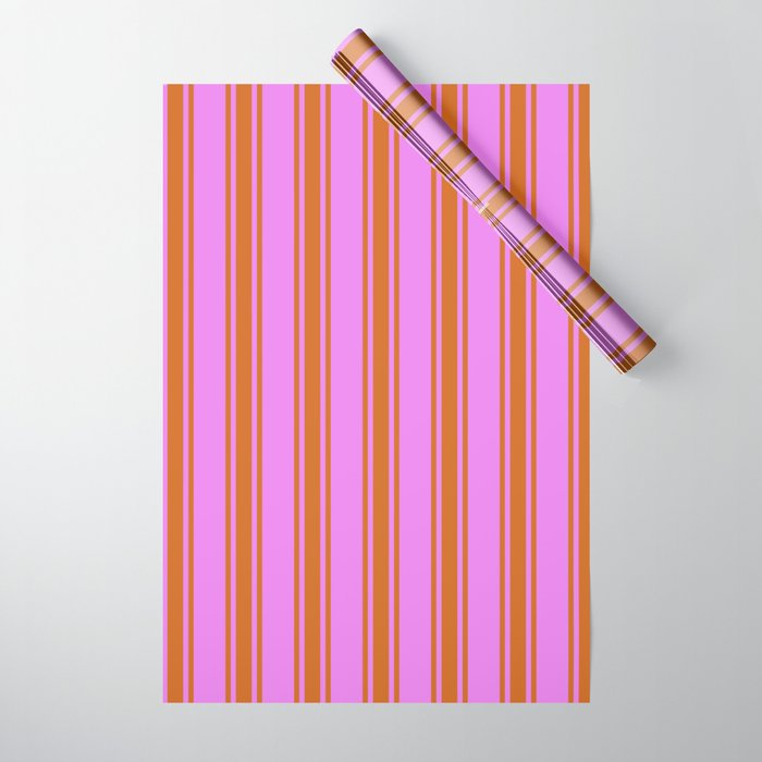 Violet and Chocolate Colored Lines/Stripes Pattern Wrapping Paper