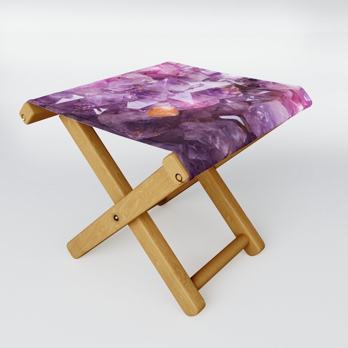 Purple Amethyst Crystal Folding Stool