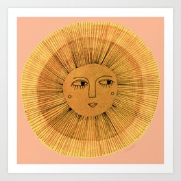 Sun Drawing Gold and Pink Art Print