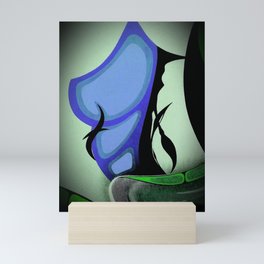 Feminine Form . Bright Vibrant Colours . Blue Green Digital Art Mini Art Print