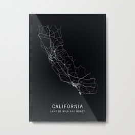 California State Road Map Metal Print | Sanjose, Road, Graphicdesign, Sunshinestate, Goldenstate, Sanfrancisco, Cartography, Maps, Land, Eldorado 