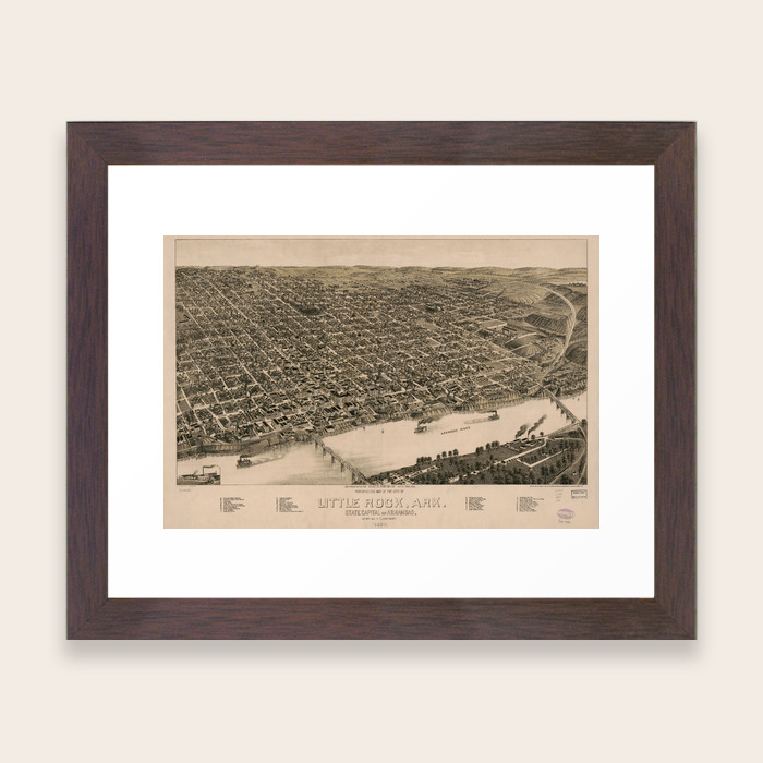 Perspective Map Of Little Rock Arkansas 1887 Framed Art Print