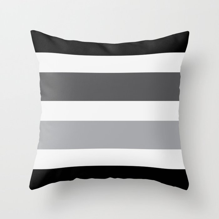 Black Grey Stripes Design Throw Pillow