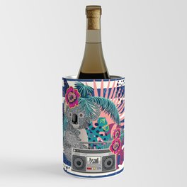 Grey koala with boombox and tropical leaves Wine Chiller