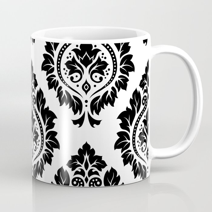Decorative Damask Art I Black On White Coffee Mug By