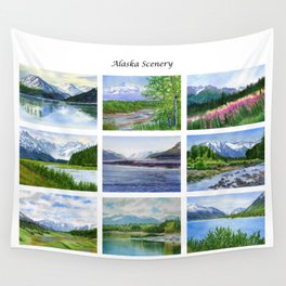 Alaska Scenery Poster with 9 landscapes Wall Tapestry