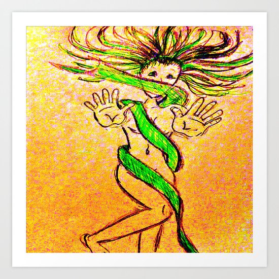 Women with no faces--series "green" Art Print