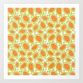 Leaves Coral Gold-Melon   Art Print