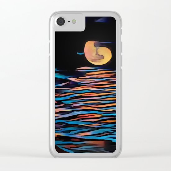 Moon over Beach Clear iPhone Case