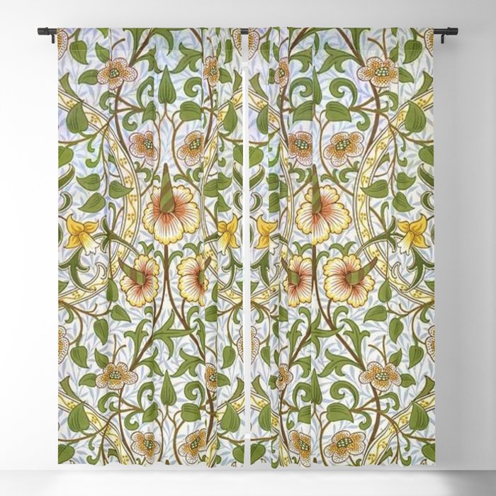 William Morris Narcissus, Daffodil, Calla Lily Textile Floral Print Blackout Curtain