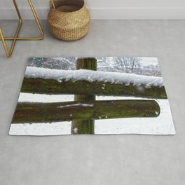 New Zealand Photography - Wooden Fence Covered In Snow Area & Throw Rug