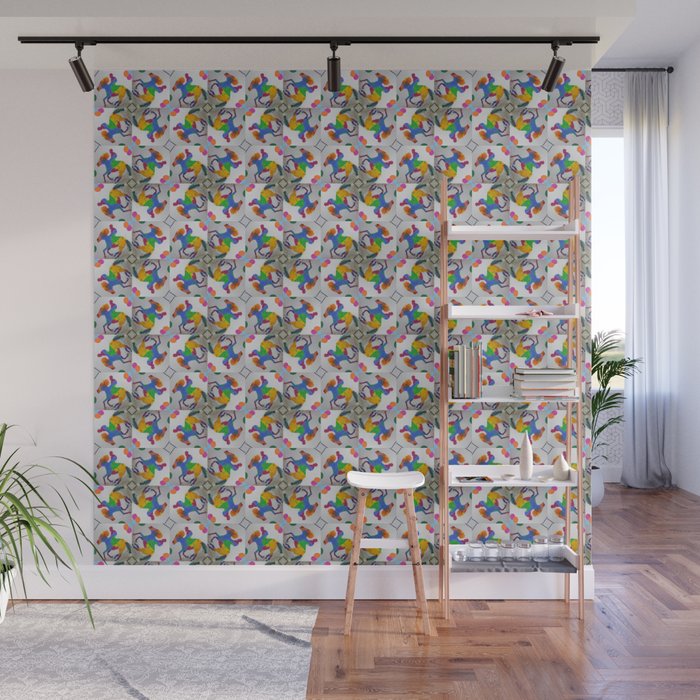  Colorful Rider and Horse Pop Y2K Pinwheel Pattern Wall Mural
