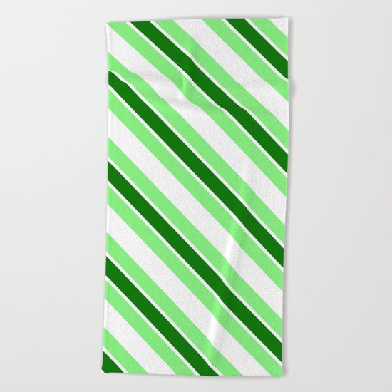 Green stripes Beach Towel