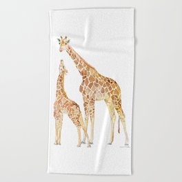 Mother and Baby Giraffes Beach Towel