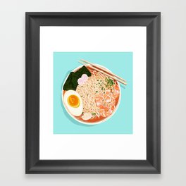 Japanese Seafood Ramen in Blue Framed Art Print
