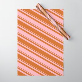 [ Thumbnail: Light Pink & Chocolate Colored Striped Pattern Wrapping Paper ]