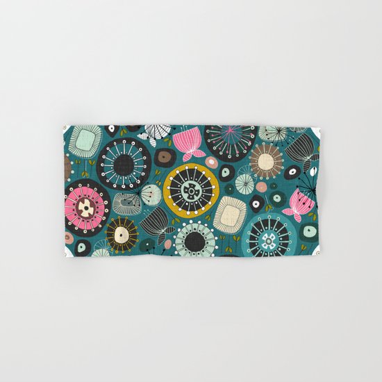 blooms teal Hand & Bath Towel