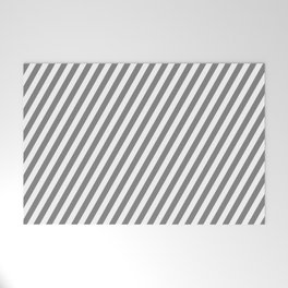 [ Thumbnail: White and Gray Colored Lined Pattern Welcome Mat ]