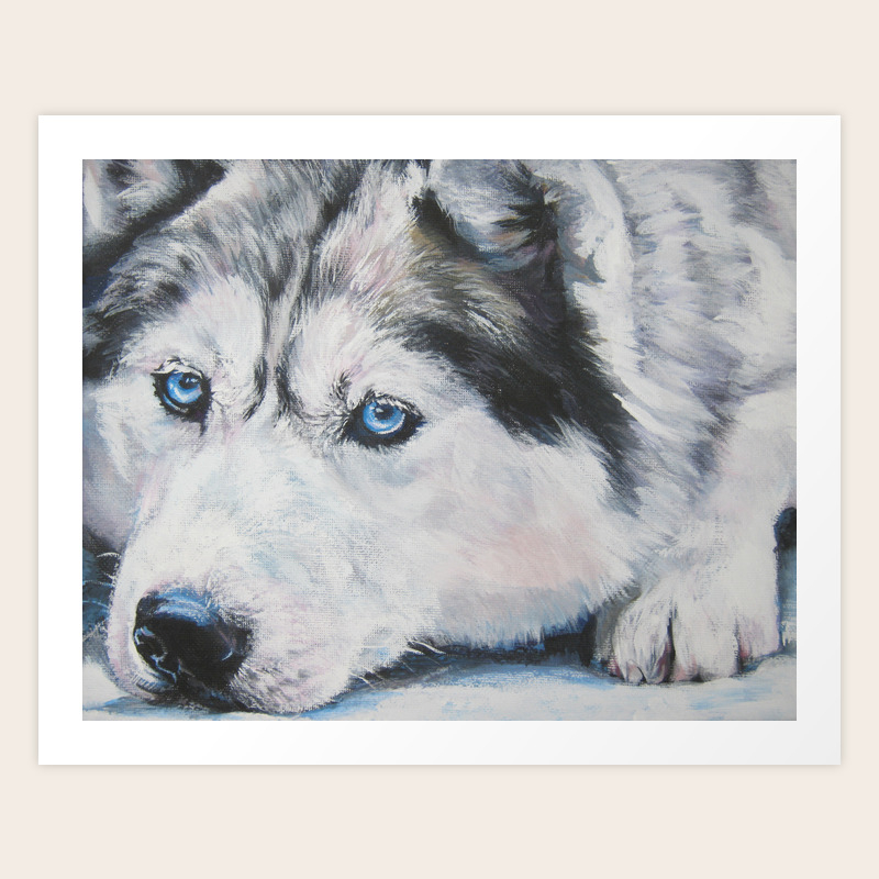 Siberian Husky Dog Art Portrait From An Original Painting By L A