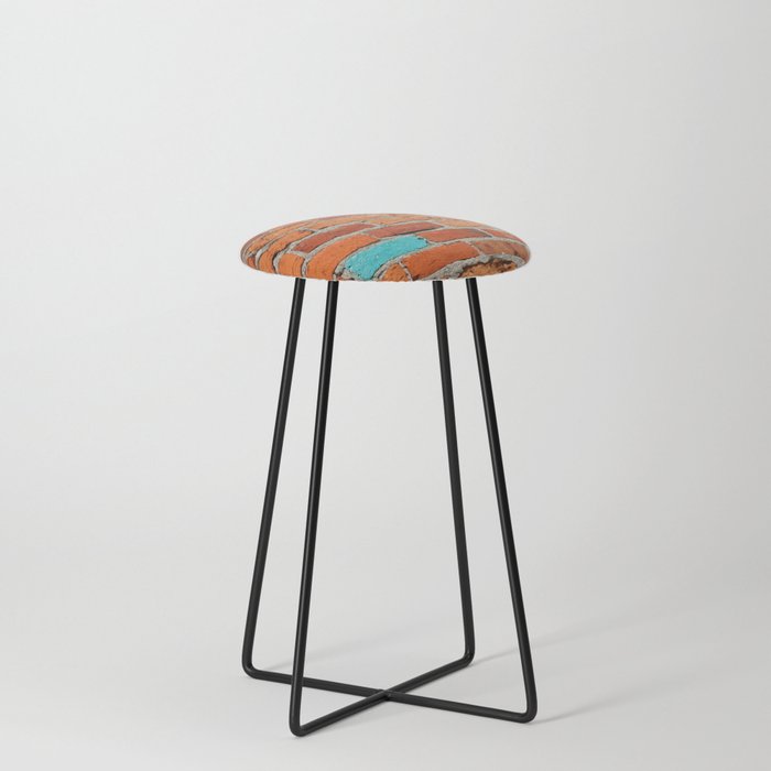 Blue Brick in the Wall Counter Stool