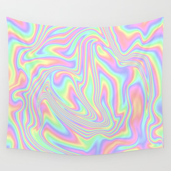 Rainbow Pastel Paint Pour Pattern  Wall Tapestry
