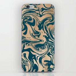 Teal and Copper Gold Marbled iPhone Skin