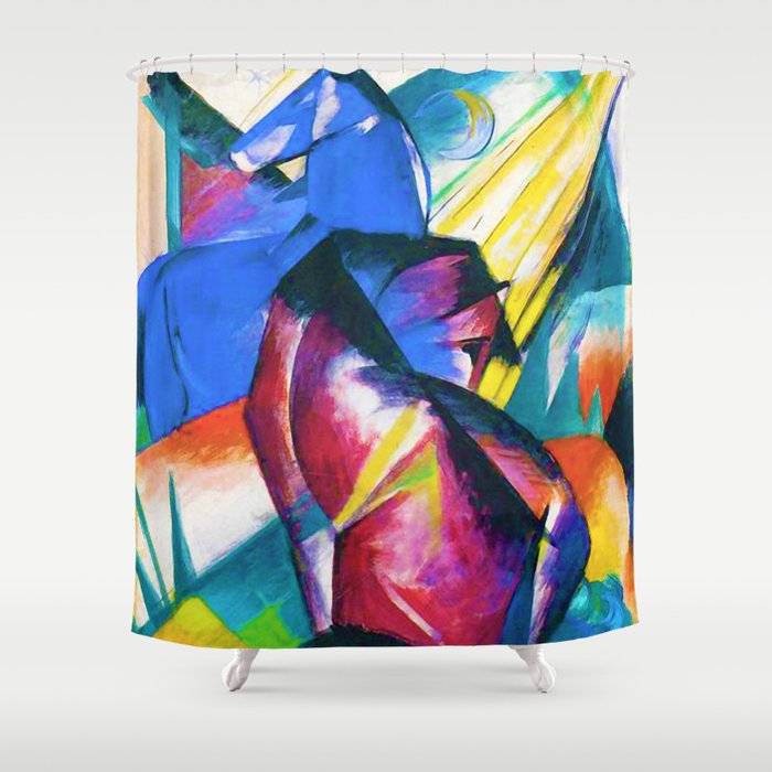 Franz Marc "Two Horses Under The Stars" Shower Curtain