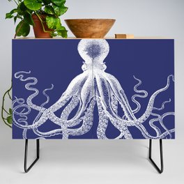 Octopus | Vintage Octopus | Tentacles | Navy Blue and White | Credenza