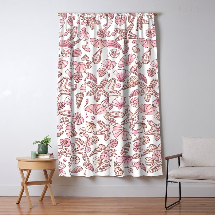 Millennial Pink Seashells Blackout Curtain By Cynh Society6