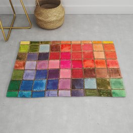 Rainbow Tiles Golden Mosaic Watercolor Palette Rug