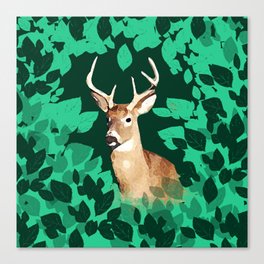 Deer with Bountiful Leaves Canvas Print