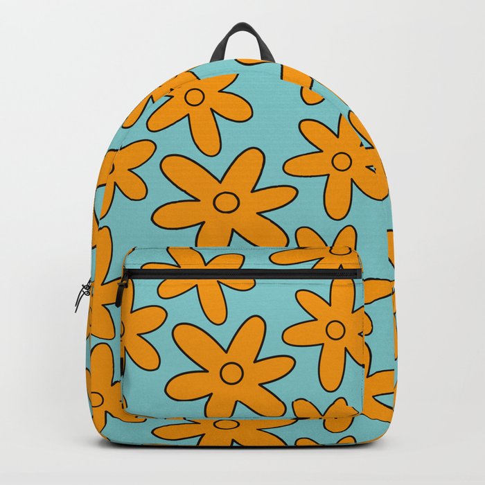 cute blue and yellow retro mystery machine flower pattern Backpack