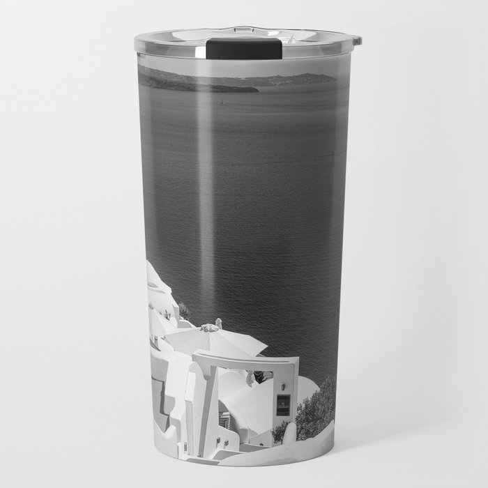 Mediterranean Black and White Travel Mug