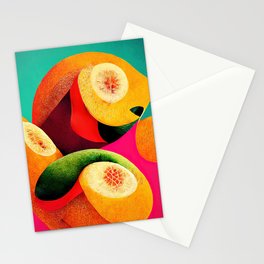Citrus Twist - Abstract Minimalist Digital Retro Poster Art Stationery Card