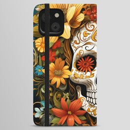 Sugar skull with flowers #7 iPhone Wallet Case
