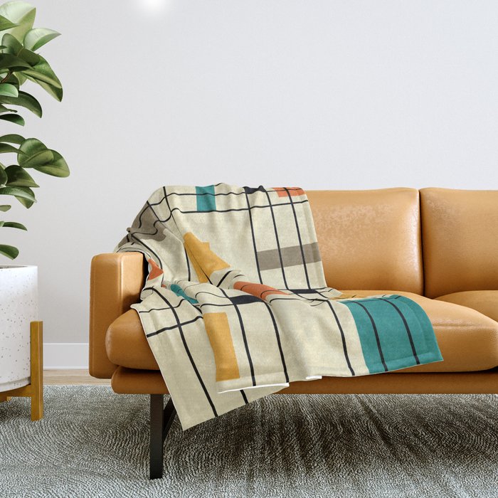 1950's Abstract Art Throw Blanket