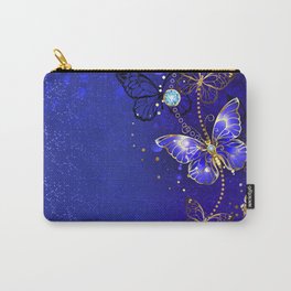 Blue Background with Sapphire Butterfly Carry-All Pouch