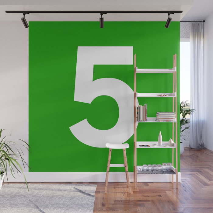 Number 5 (White & Green) Wall Mural