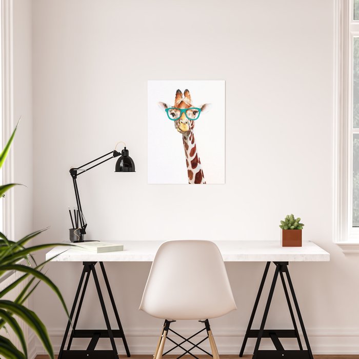 Hipster Giraffe With Glasses Painting Poster By Gograyartwork