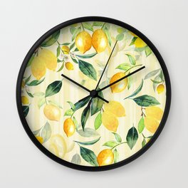 When Life Gives You Lemons Wall Clock | Nature, Fruit, Watercolorlemon, Graphicdesign, Lemontree, Botanical, Lemondesigns, Lemonprints, Freshfruit, Lemonleaves 