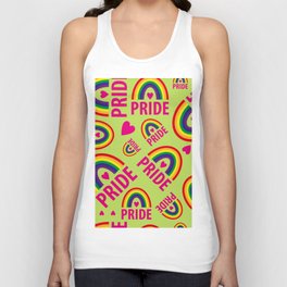 Rainbow Pride and Pink Hearts Unisex Tank Top