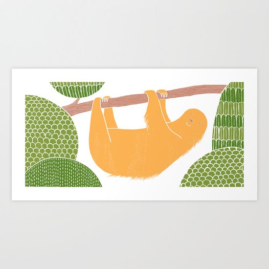Sleepy Happy Sloth Art Print