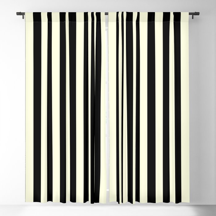 Pale Cream and Black Stripe Blackout Curtain