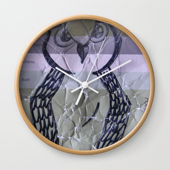olive owl Wall Clock